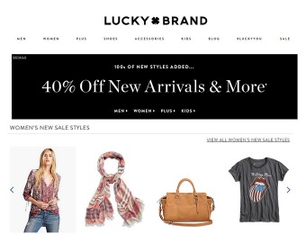 Extra 40% of New Arrivals and More at Lucky Brand