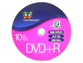 Color Research DVD+R 10-Pack - Free after $9.99 rebate