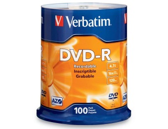 $22 off Verbatim 100-Pack Printable 16x DVD-R Discs