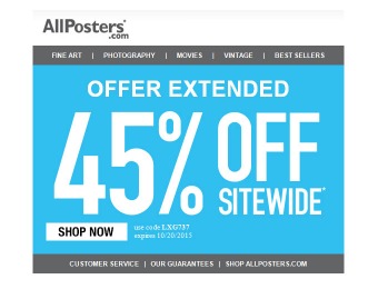 Extra 45% off Everything at Allposters.com