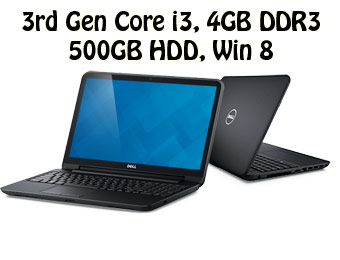 $50 off Dell Inspiron 15 Laptop (Core i3,4GB DDR3,500GB HDD)