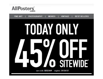 Extra 45% off Everything at Allposters.com (Deal Extended)