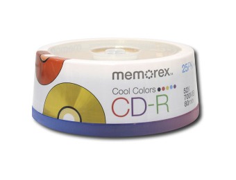 80% off Memorex 25-Pack 48x Multicolored CD-R Disc Spindle