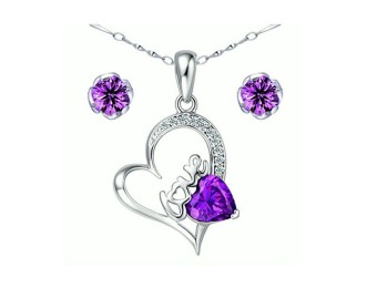 $220 off Sterling Silver Created Amethyst Pendant & Earring Set