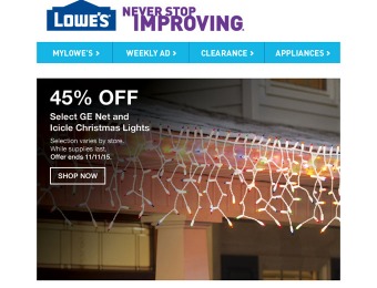 45% Off Select GE Net and Icicle Christmas Lights at Lowe's