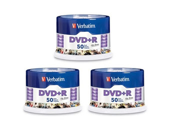 50% off Verbatim DVD+R Life Series 4.7GB 16X, 3x50pk Spindle
