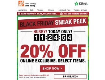 Save 20% off Home Depot Black Friday Sneak Peek Deals