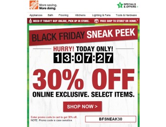 Save 30% off Home Depot Black Friday Sneak Peek Deals