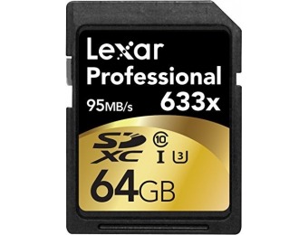 49% off Lexar Professional 633x 64GB SDXC UHS-I/U3 Card (95MB/s)