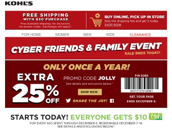 Kohl's Cyber Friend & Family Event - 25% off