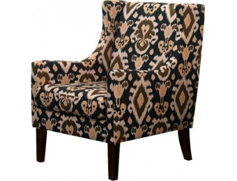 50% off Jackson Upholstered Wingback Chair - Black/Brown Ikat