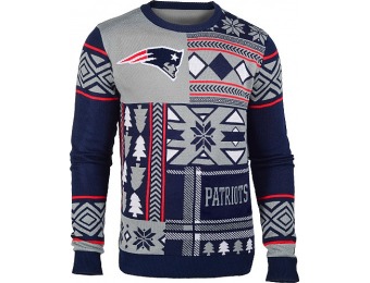 40% off Klew Men's New England Patriots Patches Ugly Sweater