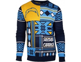 40% off Klew Men's San Diego Chargers Patches Ugly Sweater