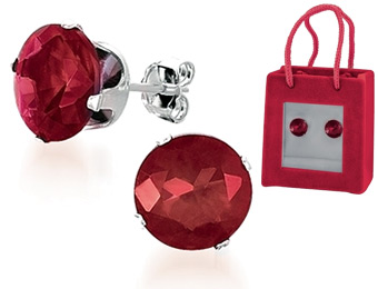 75% off 6mm Solid Sterling Silver Created Ruby Stud Earrings