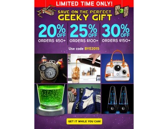 Save 20% off $50, 25% off $100 & 30% off $150 Orders at ThinkGeek