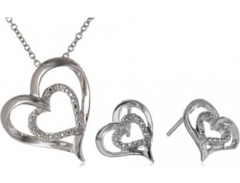 87% off Sterling Silver Diamond-Accented Earrings and Necklace