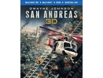 75% off San Andreas (Blu-ray + Blu-ray 3D + DVD)