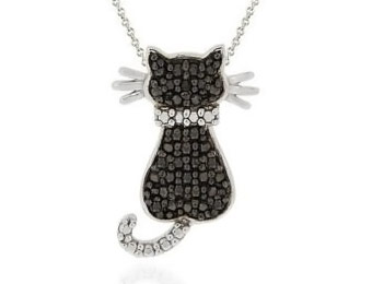 $344 off Paris Jewelry 1/4 Carat Black Diamond Cat Necklace