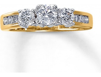 32% off Three-Stone Diamond Ring 1 cttw Round-cut 14K Yellow Gold
