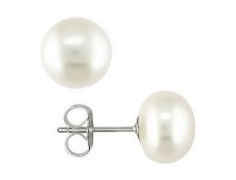 $80 off Diamond Princess White Freshwater Pearl Button Earrings