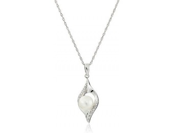 $60 off Sterling Silver Freshwater Pearl and Diamond Pendant