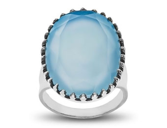 Vincenza 16 Carat Medium Blue Chalcedony Ring in Sterling Silver