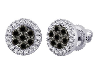 $310 off Sterling Silver, Black and White 1/4 cttw Diamond Earrings