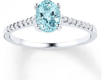 $109 off Aquamarine Ring 1/15 cttw Diamonds Sterling Silver