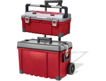 $85 off Keter Tool Pro 25" Utility Cart and 22" Tool Box, Red/Gray