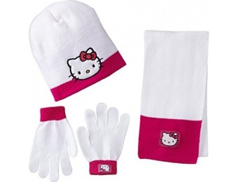 90% off Berkshire Girl's 3-Piece Hello Kitty Beanie Glove Scarf Set