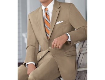 $251 off Natural Stretch 2-Button Poplin Plain Front Suit