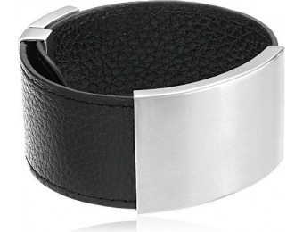 85% off Adjustable Black Leather Identification Bracelet