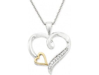 85% off Diamond Accent Heart Pendant Necklace in Silver & Gold