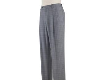 80% off Signature Wool Pattern Pleated Front Trousers