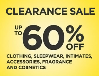 Clearance Sale - Up to 60% off clothing, cosmetics & fragrances