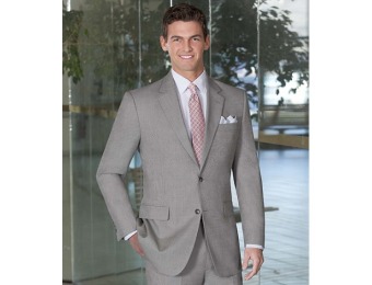 86% off Tropical Blend 2 Button Ticweave Suit with Pleat Trousers
