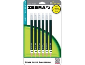 79% off Zebra #2 Mechanical Pencils, 0.7mm, 6 Pack