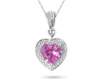 85% off Sterling Silver Lab-Created Sapphire & Diamond Heart Pendant