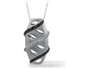 74% off Sterling Silver Enhanced Black and White Diamond Pendant