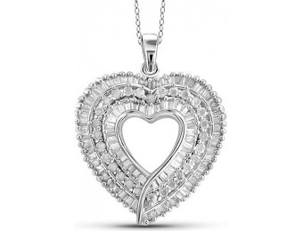 $550 off Sterling Silver 1 Cttw Diamond Heart Pendant