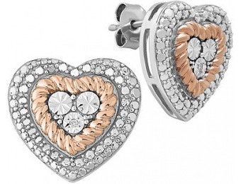 76% off Diamond-Accent 14K Over Sterling Silver Heart Stud Earrings