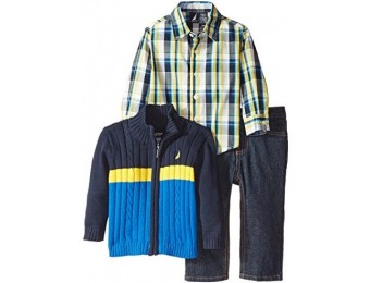 71% off Nautica Baby Boys' 3 Piece Sweater & Denim Pants Set