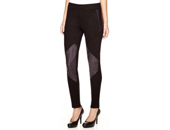 65% off Sapphire Ink Diagonal Pieced Faux-Leather Ponte Leggings