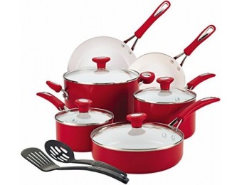 57% off SilverStone Ceramic CXi Nonstick 12-Pc Cookware Set, Red