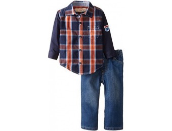 79% off Kids Headquarters Baby Boys' Plaid Shirt and Pants, Blue