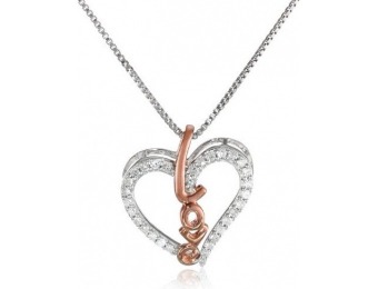 85% off Sterling Silver and Rose Gold Love Diamond Heart Pendant