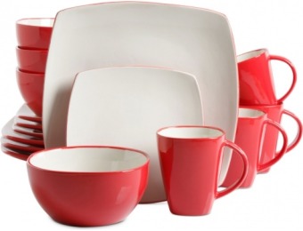 50% off Gibson Soho Lounge Red 16-Pc. Plate & Cup Set, Service for 4