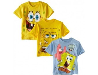 70% off Nickelodeon Little Boys' SpongeBob 3-Pack Tees
