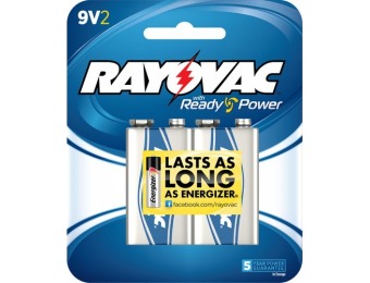 64% off Rayovac 2-Pack PP3 (9V) Alkaline Batteries A1604-2TF2