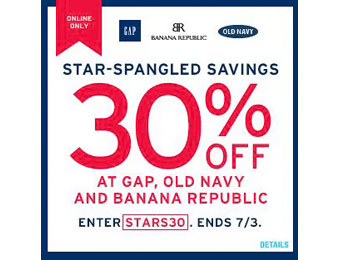 30% off at Gap, Old Navy & Banana Republic with code: STARS30